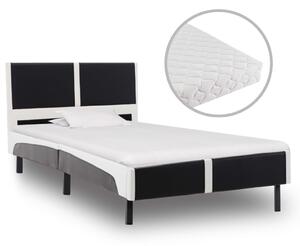 VidaXL Krevet od umjetne kože s madracem crno-bijeli 90 x 200 cm