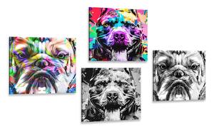 Set slika psi u pop art dizajnu