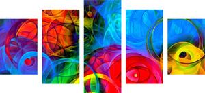 5-dijelna slika apstrakcija puna boja