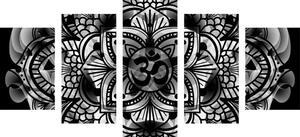 5-dijelna slika Mandala zdravlja u crno-bijelom dizajnu