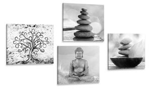 Set slika s crno-bijelim Feng Shui motivom