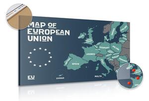 Slika na plutu školski zemljovid s nazivima država Europske unije