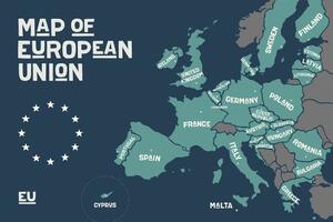 Slika na plutu školski zemljovid s nazivima država Europske unije