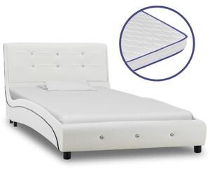 VidaXL Krevet od umjetne kože s memorijskim madracem bijeli 90x200 cm