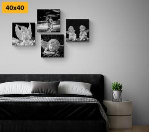 Set slika anđelci u crno-bijelom dizajnu