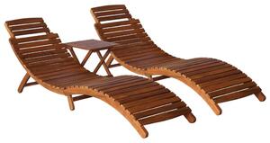 VidaXL 3-dijelna ležaljka za sunčanje sa stolićem od bagremovog drva
