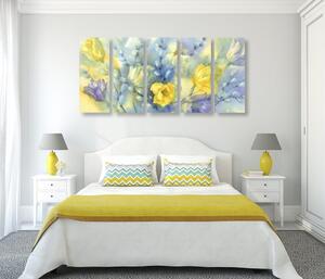 5-dijelna slika akvarelni žuti tulipani