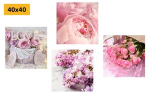 Set slika nježna mrtva priroda - cvijeće - 4x 40x40