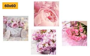 Set slika nježna mrtva priroda - cvijeće - 4x 40x40