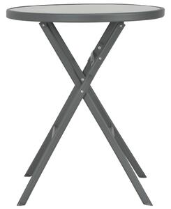 VidaXL Sklopivi bistro stol sivi 60 x 70 cm od stakla i čelika
