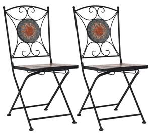 VidaXL Bistro stolice s mozaikom 2 kom narančasto-sive