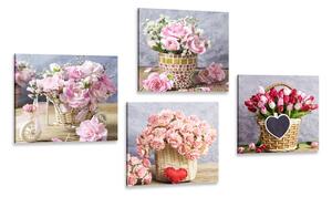 Set slika buketi cvijeća u vintage dizajnu