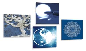 Set slika Feng Shui u plavom dizajnu