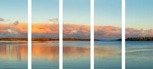 5-dijelna slika jezero i zalazak sunca