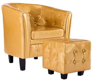 VidaXL Fotelja od umjetne kože s osloncem za noge zlatna
