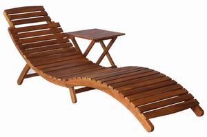 VidaXL Ležaljka za sunčanje sa stolićem masivno bagremovo drvo smeđa