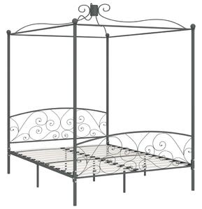 VidaXL Okvir za krevet s nadstrešnicom sivi metalni 160 x 200 cm