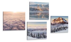 Set slika zimska priroda s oblacima