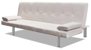 Sofa Krevet od Umjetne Kože s Dva Jastuka Podesiva Krem Bijela