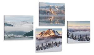 Set slika zimski snježni krajolik