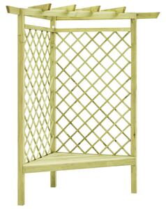 VidaXL Kutna pergola s klupom 130 x 130 x 197 cm impregnirana borovina