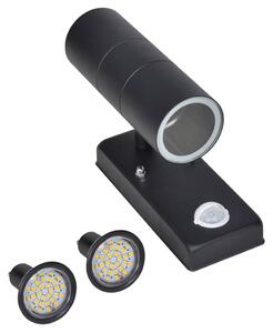 VidaXL LED crna zidna lampa od nehrđajućeg čelika cilindra sa senzorom