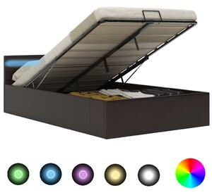 VidaXL Hidraulični okvir za krevet od umjetne kože LED sivi 140x200 cm