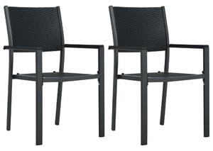 VidaXL Vrtne stolice 2 kom crne plastične s izgledom ratana