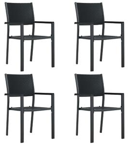 VidaXL Vrtne stolice 4 kom crne plastične s izgledom ratana