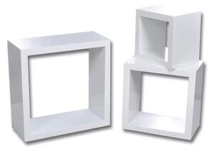 VidaXL Set od 3 zidne bijele police u obliku pravokutnika