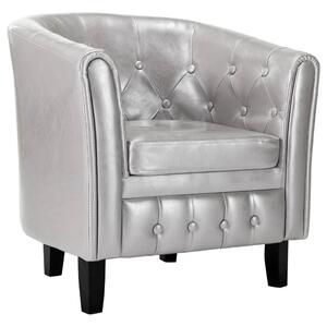 VidaXL Fotelja od umjetne kože srebrna