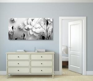 Slika apstraktno cvijeće u crno-bijelom dizajnu