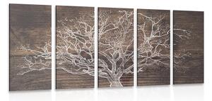 5-dijelna slika krošnja stabla na drvenoj podlozi