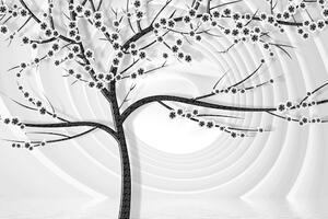 Slika moderno crno-bijelo stablo na apstraktnoj pozadini