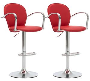 VidaXL Barski stolci s naslonom za ruke 2 kom crveni od umjetne kože