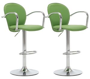 VidaXL Barski stolci s naslonom za ruke 2 kom zeleni od umjetne kože