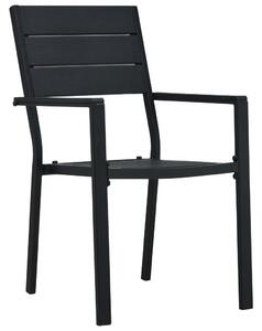 VidaXL Vrtne stolice 2 kom crne HDPE s izgledom drva