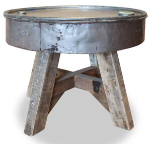 VidaXL Stolić za kavu od masivnog obnovljenog drva 60x45 cm srebrni