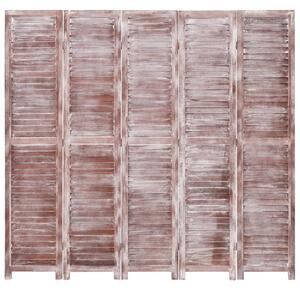 Sobna pregrada s 5 panela smeđa 175 x 165 cm drvena