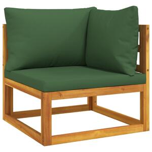VidaXL Modularna kutna sofa sa zelenim jastucima masivno drvo bagrema