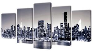 VidaXL Zidne Slike na Platnu Monokromatski Set s Printom New York 200 x 100 cm