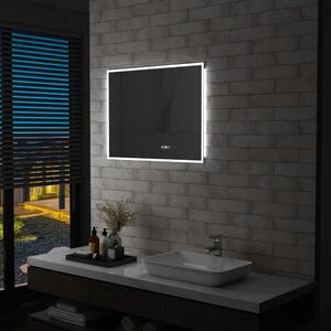 VidaXL Kupaonsko LED ogledalo sa senzorom na dodir i satom 80 x 60 cm