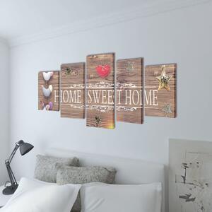 VidaXL Zidne slike na platnu - Home sweet home 100 x 50 cm