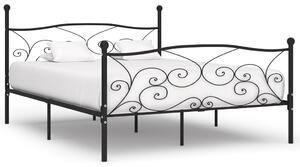 VidaXL Okvir za krevet s podnicama crni metalni 180 x 200 cm