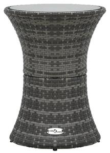 VidaXL Vrtni bočni stolić u obliku bubnja sivi od poliratana
