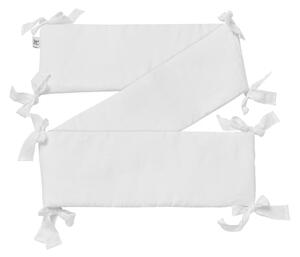 Bijela laneni zaštitni jastuk za dječji krevetić BELLAMY Snow White, 23,5 x 198 cm