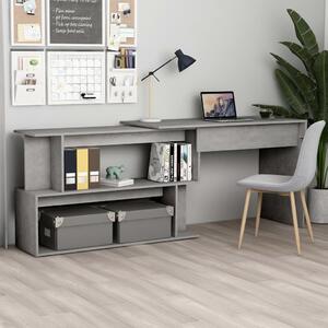 VidaXL Kutni radni stol siva boja betona 200 x 50 x 76 cm od iverice