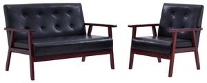 VidaXL 2-dijelni set sofa od umjetne kože crni