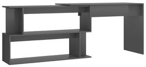 VidaXL Kutni radni stol visoki sjaj sivi 200 x 50 x 76 cm od iverice