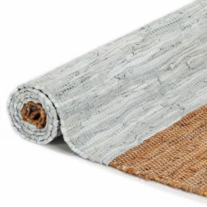 VidaXL Ručno tkani tepih Chindi od kože 80x160 cm svjetlosivi i smeđi